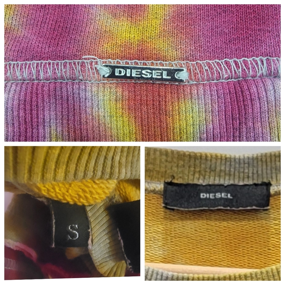 Diesel Tie-Dye Crewneck Sweatshirt Yellow Pink Y2K Bright Colorful Women… - Picture 11 of 17